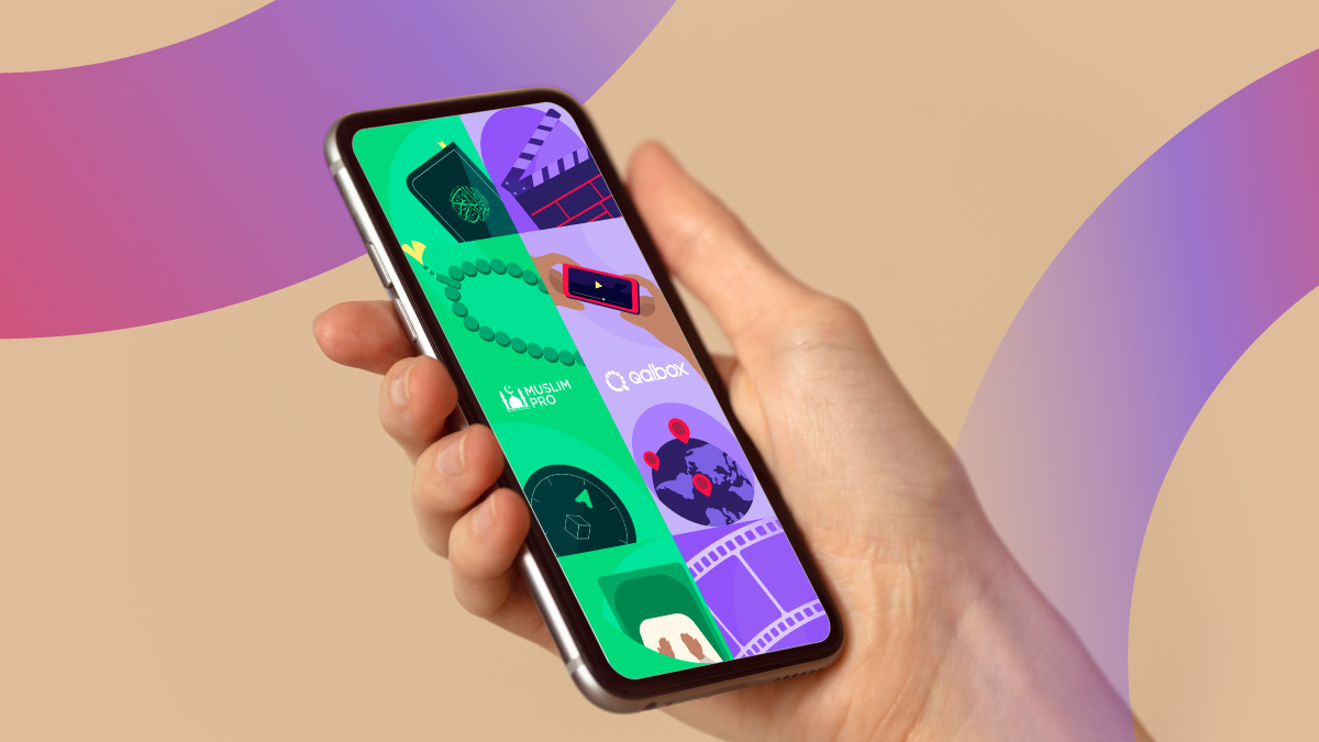Qalbox and Muslim Pro live on a mobile phone