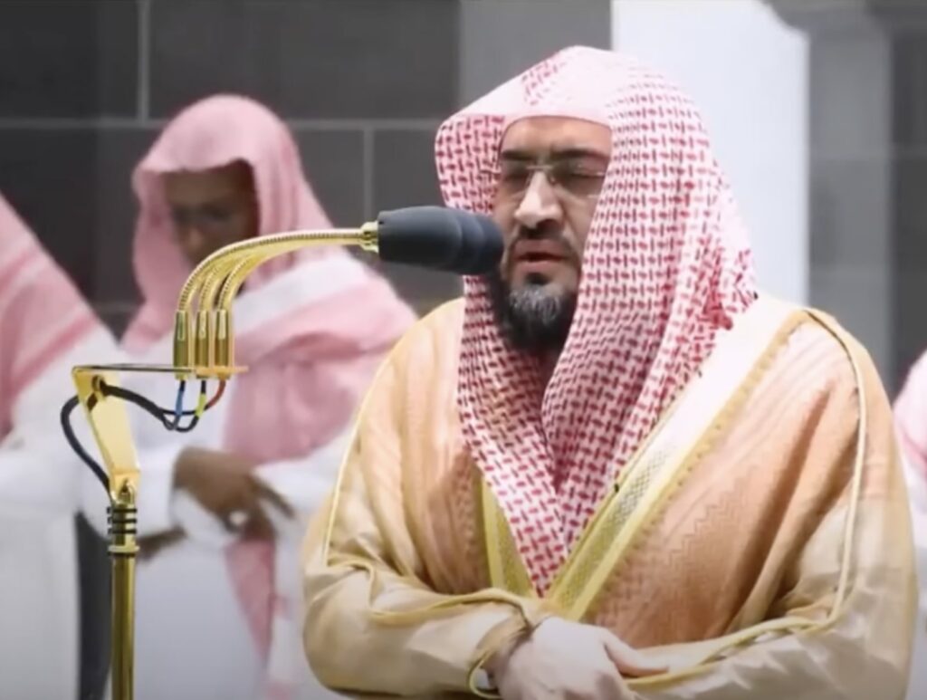Sheikh Bander Baleelah leading the prayer as Grand Imam of Masjidil Haram