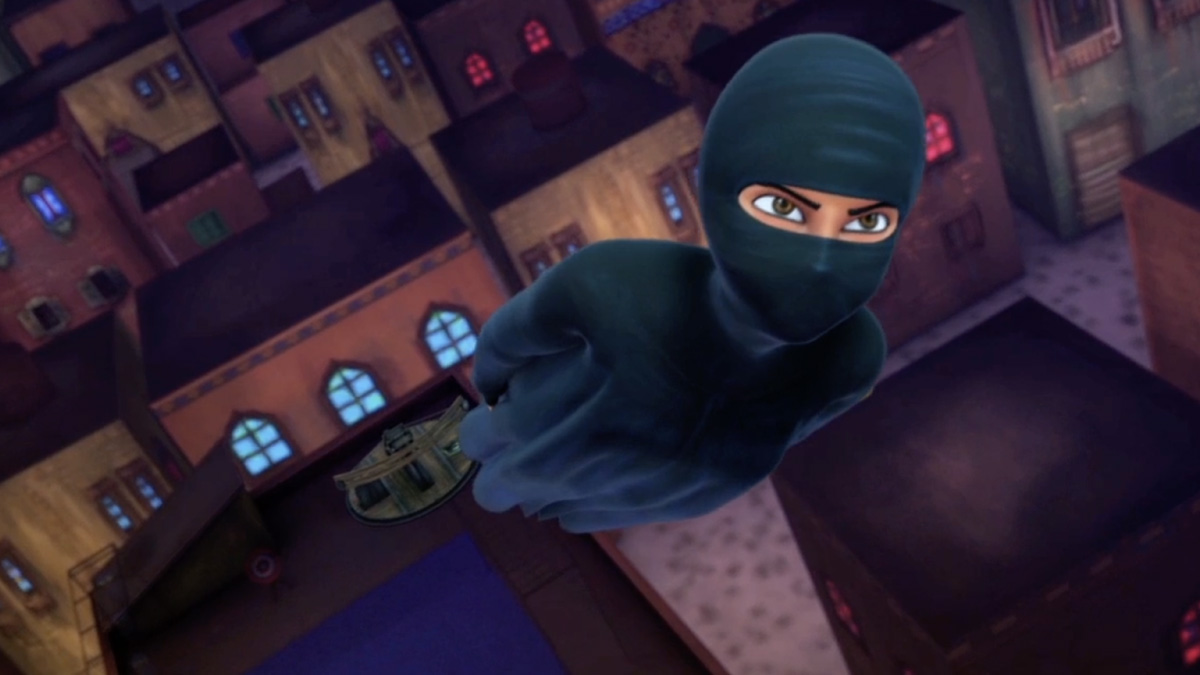 illustration of a burka clad superheroine, woman in a burka
