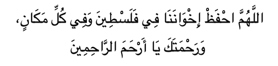 Allahumma ihfaz ikhwanana fi Falasteen wa fi kulli makaan