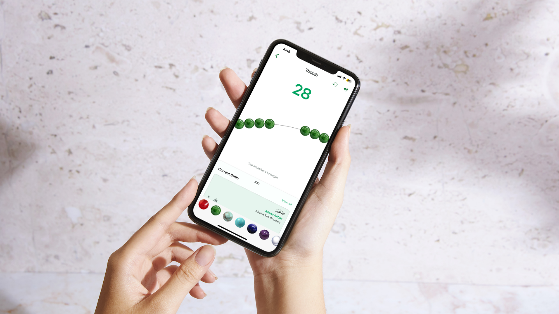 digital tasbih on the muslim pro app