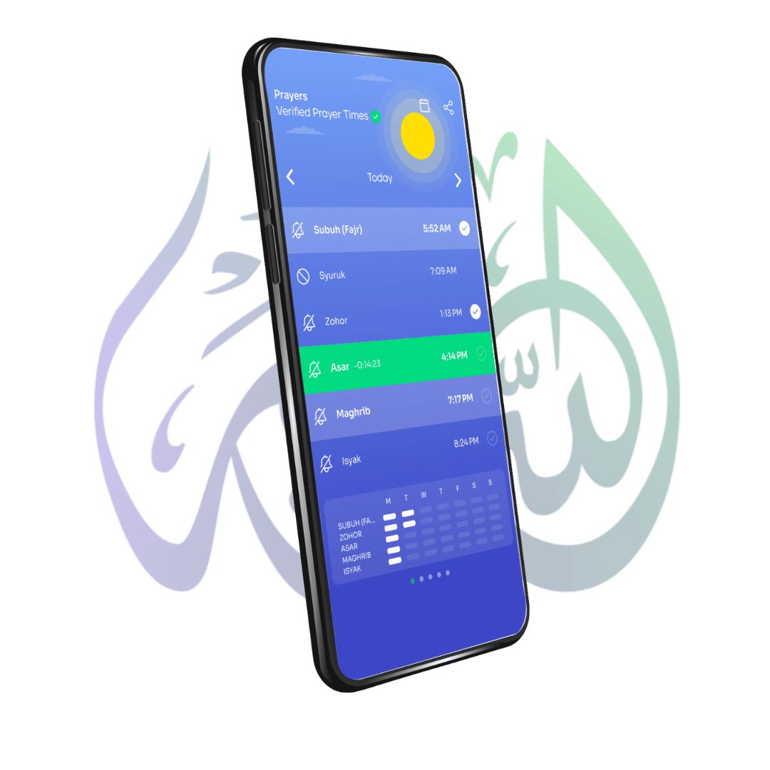 Muslim Pro app screen of prayer times