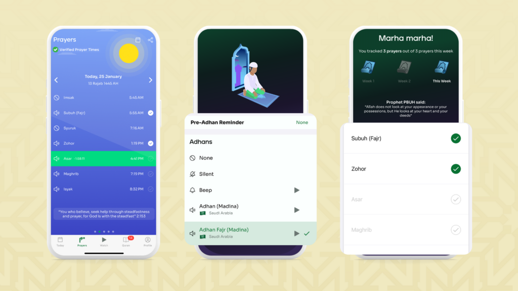 Customized pre-adhan reminders on Muslim Pro App