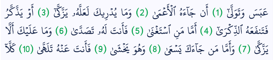 Surah Abasa verse 1-10