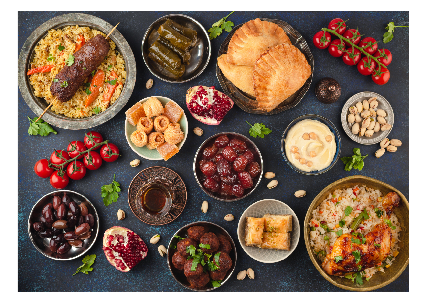 Ramadan food spread, suhoor, iftar, preparing for Ramadan